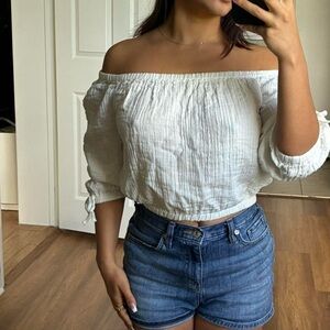 Roxy Off-Shoulder White cotton Top size medium